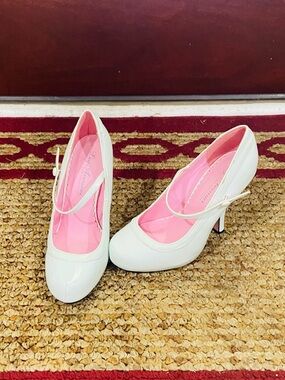 Classic Mary Jane Patent Pumps in White